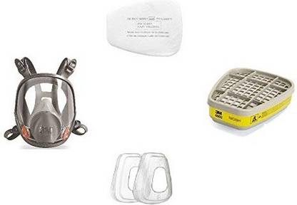 3M 6800 Full Face Mask ( Pack of 1 ) with 501 Prefilter Retainer (1 Pair) ,5N11