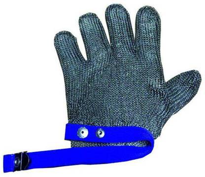 Sarvam Gloves Stainless Steel Metal Mesh Cuff: Blue - Large Size Synthetic  Safety Gloves