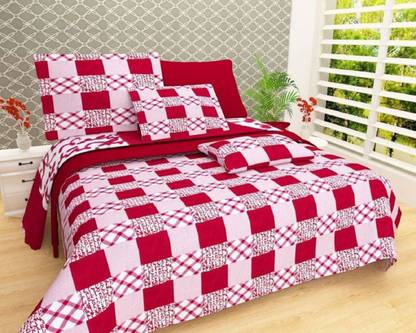 Kamboj Handloom Polycotton Double Flat 140 TC 3D Printed Bedsheet