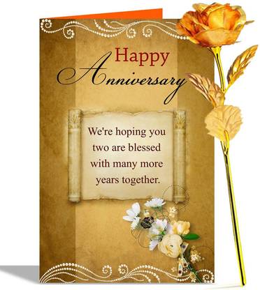 alwaysgift Happy Anniversary Greeting Card & Golden Rose Hamper