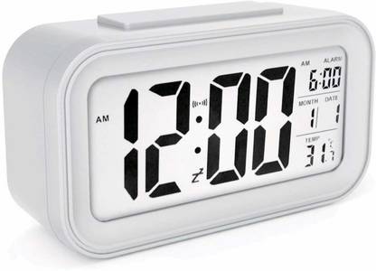 Auslese Digital LCD Digital Alarm Clock Rechargeable Backlight Morning Travel Alarm Clock ( White ) Clock