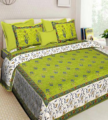 ANGILA Cotton Double Flat 110 TC Printed Bedsheet