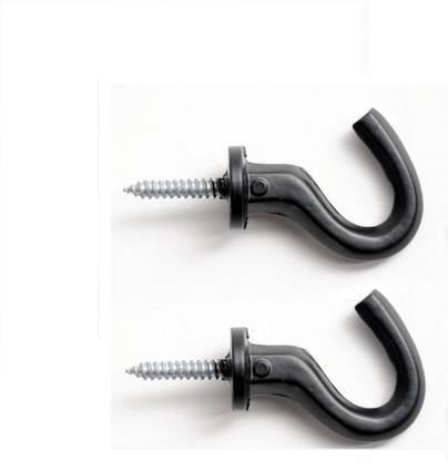 Deco Window Multi Purpose C Hooks for Wall Kitchen Bathroom Hanging Clothes Black Matt Pack Of Hook 2