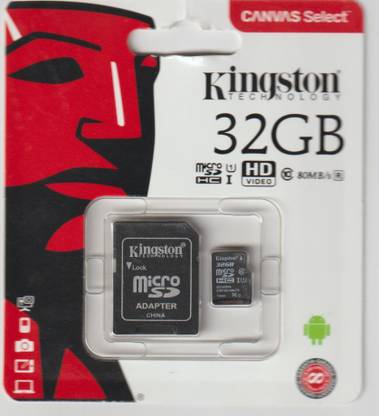 KINGSTON SDCS/32GB SDCS CLASS 10 32 GB MicroSDHC Class 10 80 MB/s  Memory Card Compatible with Computer, Camera, Tablet, Mobile