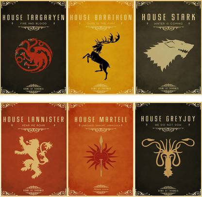 Game of Thrones Great Houses Poster Collection | 8x12 inches Fine Art Print