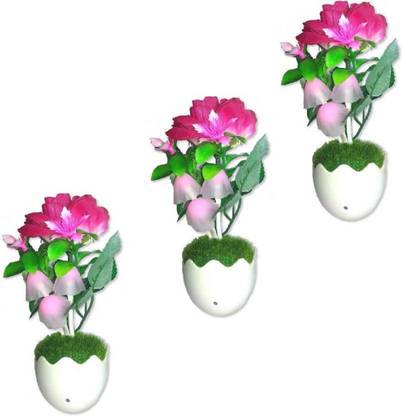 Airomart Pack of 3 LED Rose Light With LED Color for Honeymoon Moon Light Night Lamp