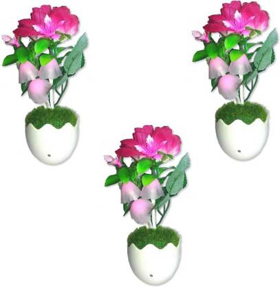 Airomart Pack of 3 LED Rose Light With Auto On/Off Sensor & LED Color Night Lamp