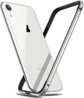 Midkart Bumper Case for iPhone XR 6.1 Silver Metal Bumper with Soft Inner Frame Case
