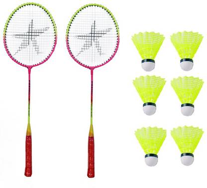 STARX Badminton Racket and Shuttle Pack of 6 Badminton Kit