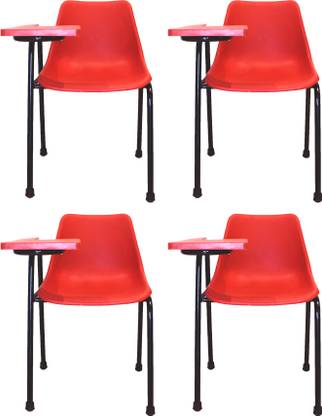 Finch Fox Student Chair with Writing Pad, Heavy 1" Inch Pipe, Anti Skid Buffer, in Red Color (Set of 4) NA Study Arm Chair