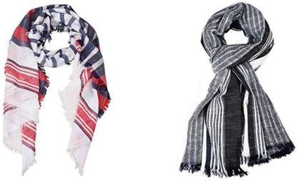 पप्पी बॉस पुरुषों के लिए सेल्फ डिज़ाइन, धारीदार कॉटन फैंसी स्कार्फ