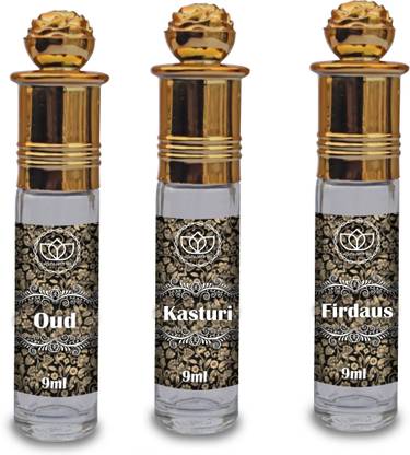 ASHTAAROMAS Set of 3 Combo Of Kasturi, OUD and Firdaus Attar, Long Lasting Floral Attar