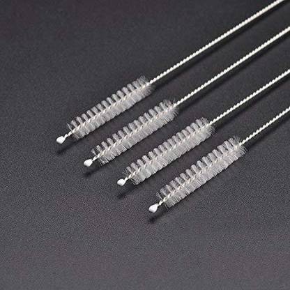 Spylx Straw Bendable Cleaning Brush Baby Bottle Cleaner Catheter Water Cup Nylon Test Tube Drinking Pipe Brush (White) pack of 4
