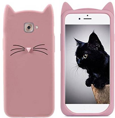AARNIK Back Cover for Samsung C7 Pro Soft Silicon Cases Rose Gold Cutee Cat Back Cover