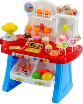 jk int 34 Pcs Kids Mini Market Supermarket Play Set Multi Color