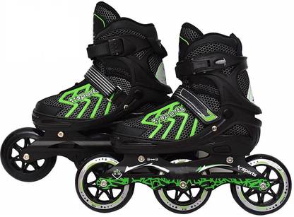 ANTILIA 3 Wheeler Radar Adjustable Inline Skates with 100 MM PU Wheel Green Color In-line Skates - Size 36-44 UK