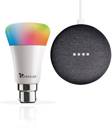 Syska LED Smart Bulb with Google Home Mini with Google Assistant Smart Speaker