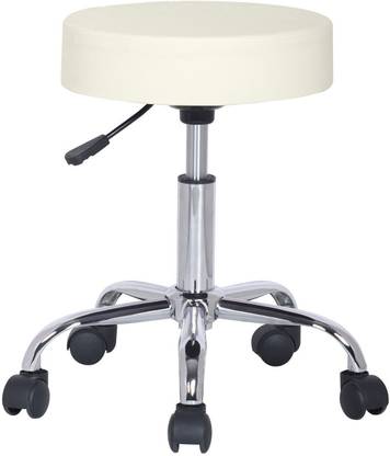 Deal Dhamaal Height Adjustable Black Rolling Stools With Wheels In Cream Color Leatherette Bar Stool