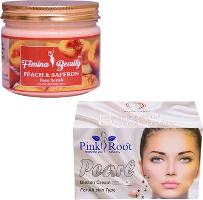 Femina Beauty Peach & Saffron Scrub 400gm with Pearl Bleach 250Gm