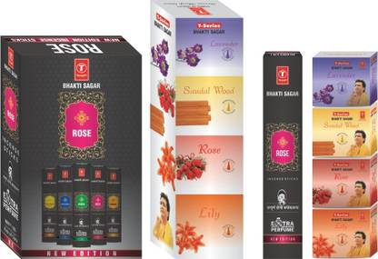 T series Bhakti Sagar New Edition incense stick & Incense Dhoop Combo Rose, Sandal