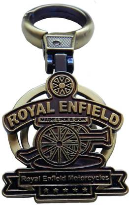 ROYAL ENFIELD keychain RE Logo Hook & Double ring Metal Golden Color Key Chain