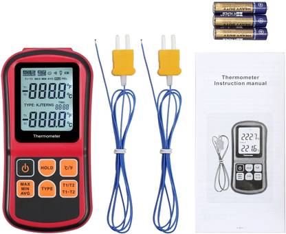 दिविनेक्त -200°C to 1372°C Digital Thermocouple Thermometer Two Way External Dual 2 Channel Temperature Input Probe Double display with backlight थर्मामीटर