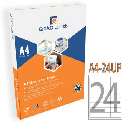 Q TAG QTAG 24 LABEL(63 X 34) / A4 Permanent Self Adhesive Paper Label