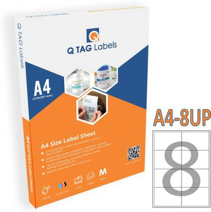 Q TAG QTAG 8 LABEL(100 X 72) / A4 Permanent Self Adhesive Paper Label