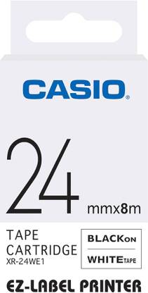 CASIO 24mm Color Label Printer Tape (Black on White) Self-Adhesive Paper Label