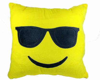 Nitsha Polyester Fibre Whatsapp Emoji Handmade Square Smile Pillow Decorative Cushion Pack of 1