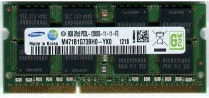 Samsung 1600mhz low voltage DDR3 8 GB (Dual Channel) Laptop (M471B1G73BH0-YK0 PC3L 12800S)
