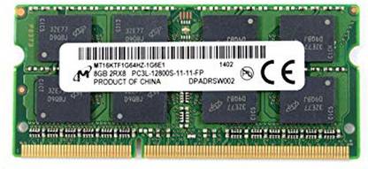Micron 1600mhz low voltage DDR3 8 GB (Dual Channel) Laptop (MT16KTF1G64HZ-1G6E1 pc3l 12800s)