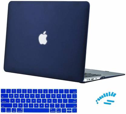 Midkart Front & Back Case for Macbook Air 13" Inches Navy Blue Model A1369 & A1466 Hard Shell Logo Cut, Keyguard, Dustplugs