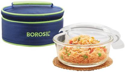 BOROSIL Klip-n-Store Borosilicate Glass 620 ml Single Pc Lunch Box with Bag 1 Containers Glass Office Lunch Box