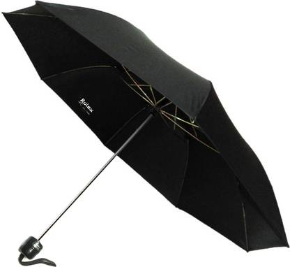 KC पॉल एंड सन्स 3 Fold 100% Nylon Premium UV Protection Black छाता