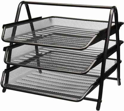Flipkart SmartBuy 3 Compartments Metal 3-Layer File Rack, Office Storage Desk Organizer