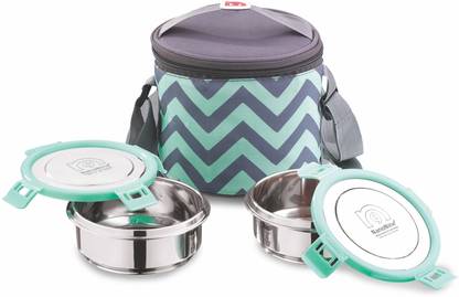 NanoNine Stainless Steel Tiffin with Steel LID , 300ml x 2 2 Containers Stainless Steel Office Lunch Box