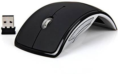 TECHGEAR High Quality 2.4 Ghz Foldable Wireless Mouse Mice with USB 2.0 Receiver Arc Optical Wireless Bluetooth Mouse for Laptop Notebook PC , Black Wireless Optical  Gaming Mouse  with Bluetooth