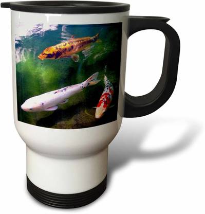 3dRose Chinese Koi Carp Fish Travel Stainless Steel Coffee Mug