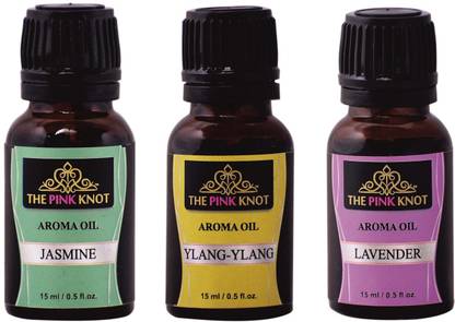 THE PINK KNOT Jasmine , Ylang-Ylang & Lavender set of three aromatic fragrant diffuser oil (15ml each) Aroma Oil Jasmine , Ylang-Ylang & Lavender set of three aromatic fragrant diffuser oil (15ml each)