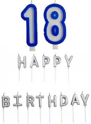 KHR Happy birthday candles with number 18 Blue candle Candle