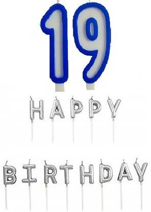 KHR Happy birthday candles with number 19 Blue candle Candle