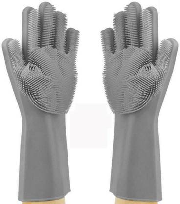 Lazy House Magic Silicone Scrubbing Gloves for Dishes, Hand Gloves for kitchen, Wet and Dry Glove