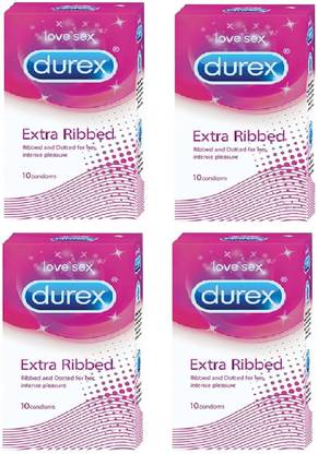 DUREX Extra Ribbed Condoms(Ribbed and Dotted for her intense pleasure) (40S) Condom