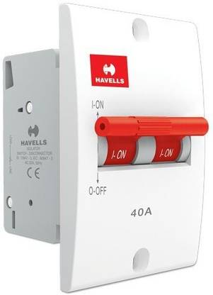 HAVELLS PVC Plastic 40A DP Switch Disconnector Mini MCB (White) DHMNIDPX040 MCB