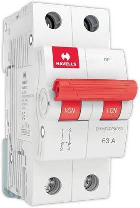 HAVELLS PVC Plastic 63A DP Switch Disconnector Euro 2 (White) DHMGIDPX063 MCB