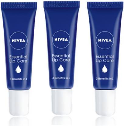 NIVEA Essential Lip Care 10Grams Each (Pack of 3) Blue