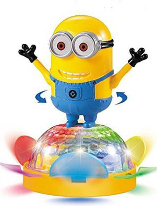 WHITE POPCORN Minions Bump and Go Spin Toy with Disco Lights and Sound