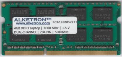 Alketron Laptop RAM| DDR3 |1600 MHz | SODIMM |204 PIN | CL-11 | DDR3 4 GB (Dual Channel) Laptop (Alketron™ - 4GB DDR3 Laptop RAM)