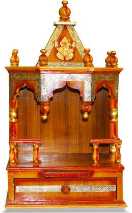AKSHAT Brown Wood Hanging Mandir / wooden Mandap Solid Wood Home Temple